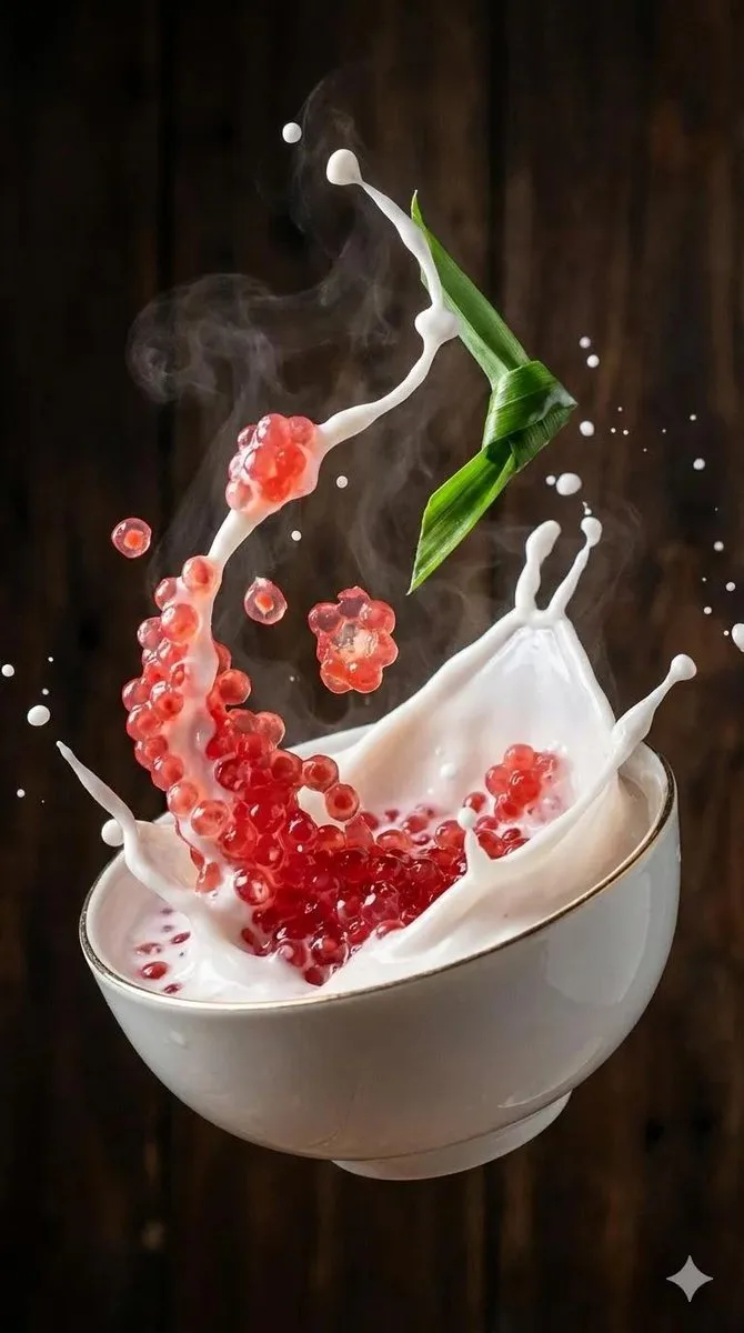 ขนมหวานกะทิกระเด็น: ภาพอาหารเหมือนจริง 1