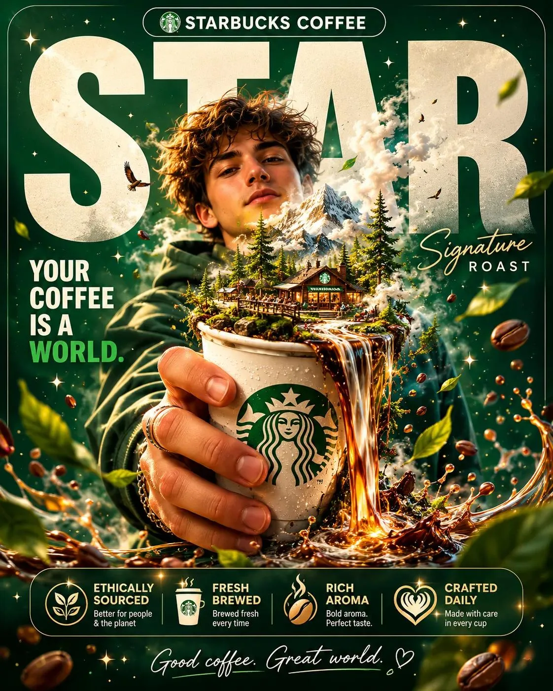โปสเตอร์กาแฟแนวเหนือจริงสำหรับแบรนด์ดัง 2