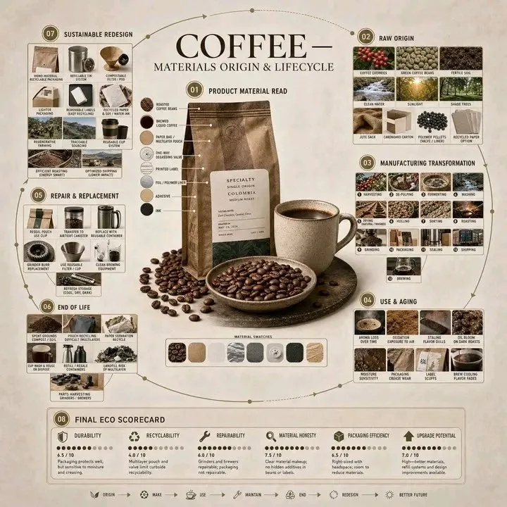 อินโฟกราฟิก: วัสดุและวงจรชีวิตกาแฟยั่งยืน 1