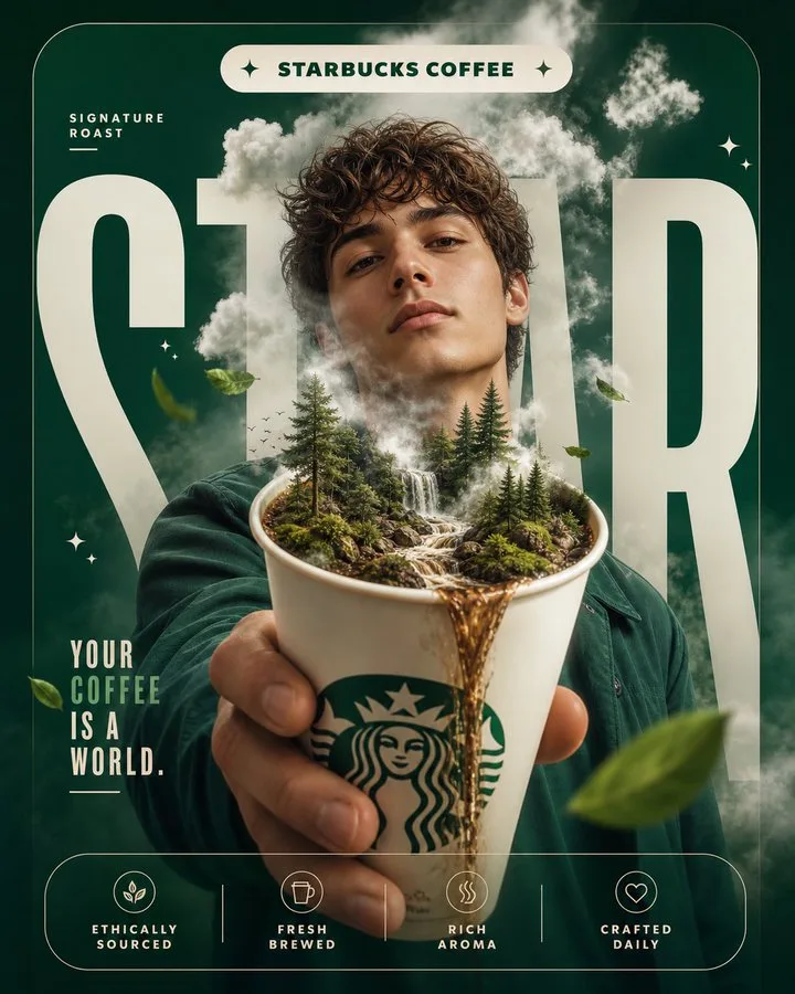 สร้างสรรค์โปสเตอร์กาแฟเหนือจริง 1