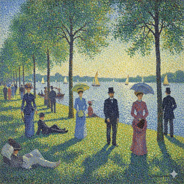 ผลงานชิ้นเอกสไตล์ Seurat: แสงสีจุดแต้ม