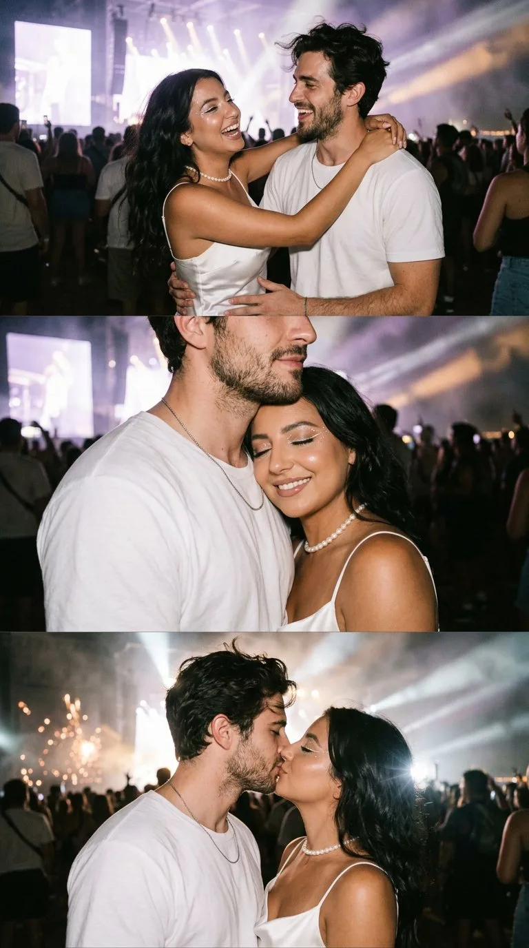 คู่รักในฝันในเทศกาลดนตรี: ภาพชุด 3 ช่อง 1