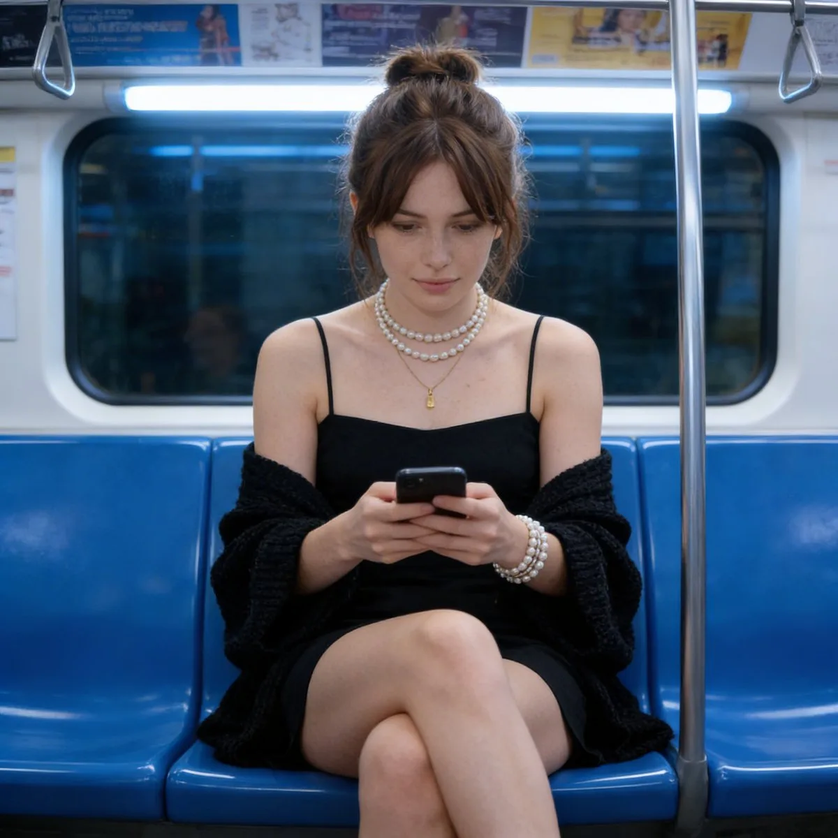 สาวสวยสุดชิคในรถไฟใต้ดินที่แสงเย็นจับใจ 1