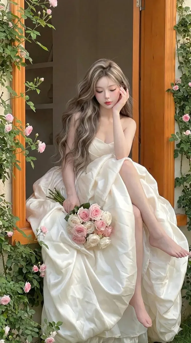 สาวงามริมหน้าต่าง: ดอกไม้และความฝันสุดโรแมนติก 1