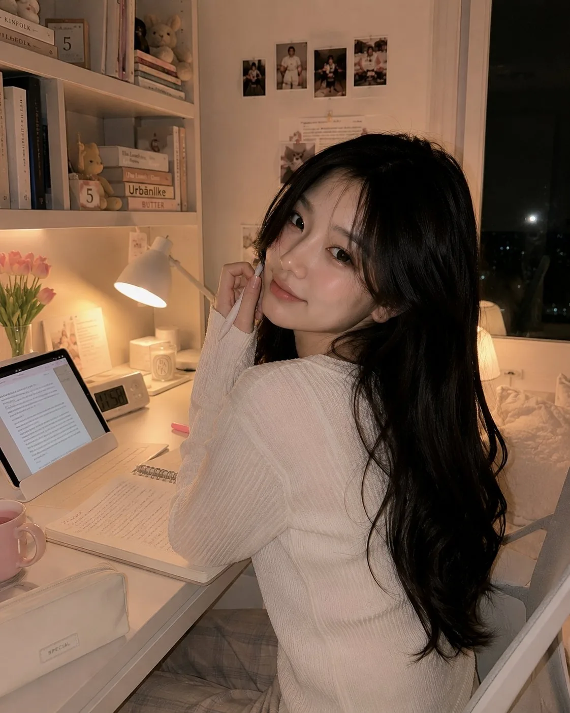 สาวเกาหลีสุดชิกในห้องอ่านหนังสือยามค่ำคืน 1