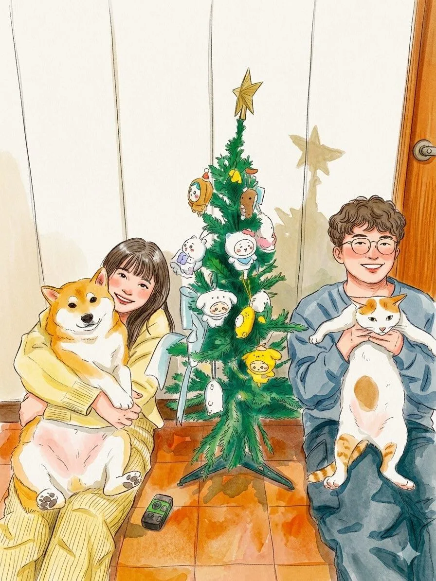 คริสต์มาสสุดอบอุ่น สไตล์ภาพวาดสีน้ำ 1