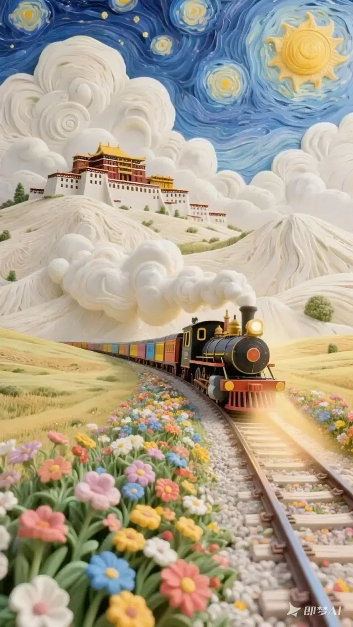 รถไฟวิเศษใต้ฟ้าดาว สไตล์แวนโก๊ะ เนื้อครีม 1
