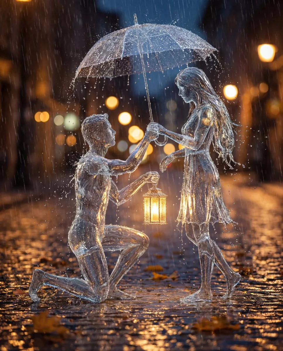 คู่รักในคืนฝนพร่างพรายจากหยดน้ำ 1