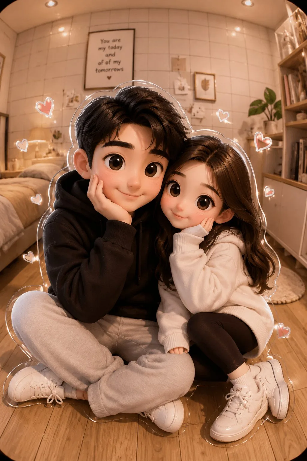 คู่รักการ์ตูน 3D สุดน่ารักในห้องแสนอบอุ่น 1