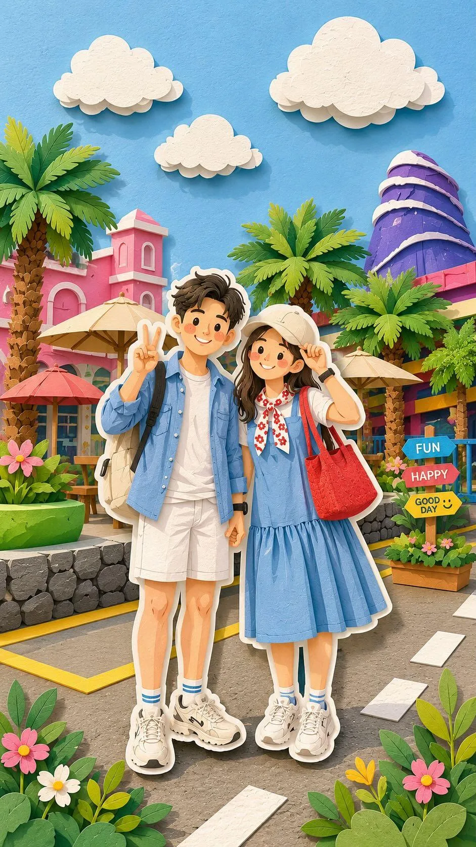 ภาพ 3D เปเปอร์คราฟต์เด็กชายหญิงสไตล์ชิบิ 2
