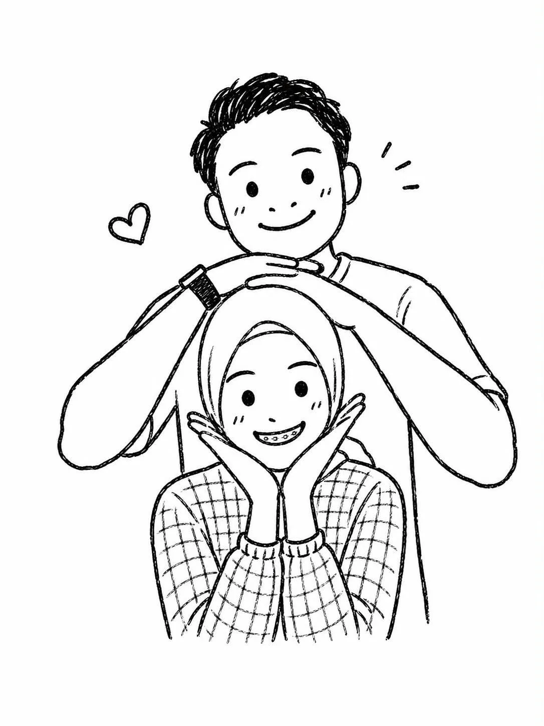 ภาพประกอบการ์ตูนขาวดำน่ารักสไตล์ Doodle 2