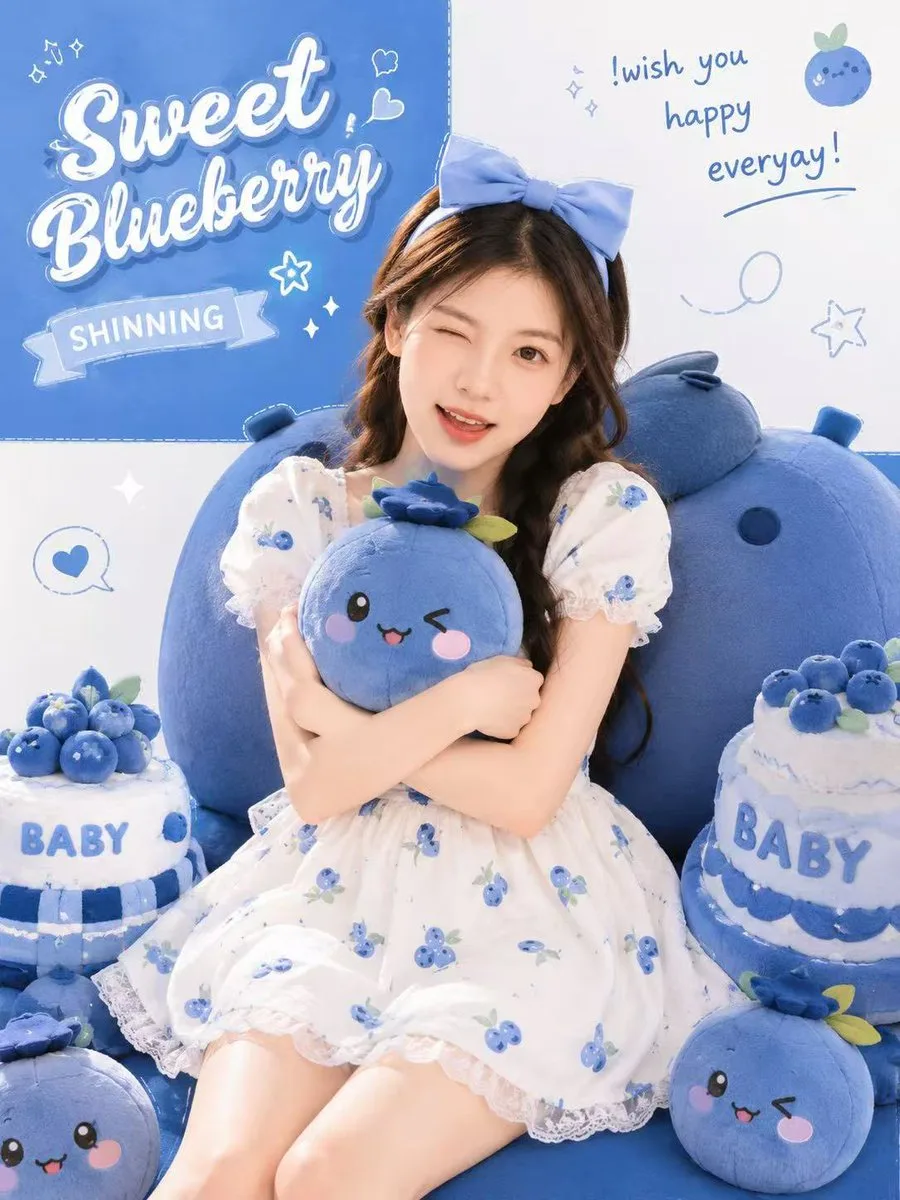 โปสเตอร์รูปคนธีมบลูเบอร์รี่น่ารัก 1