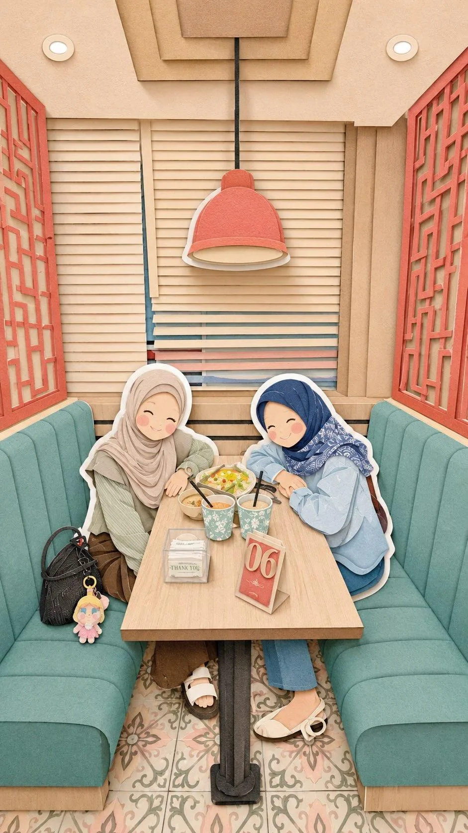 ภาพถ่ายมุสลิมคาวาอิสไตล์คัตเอาท์กระดาษน่ารัก 2