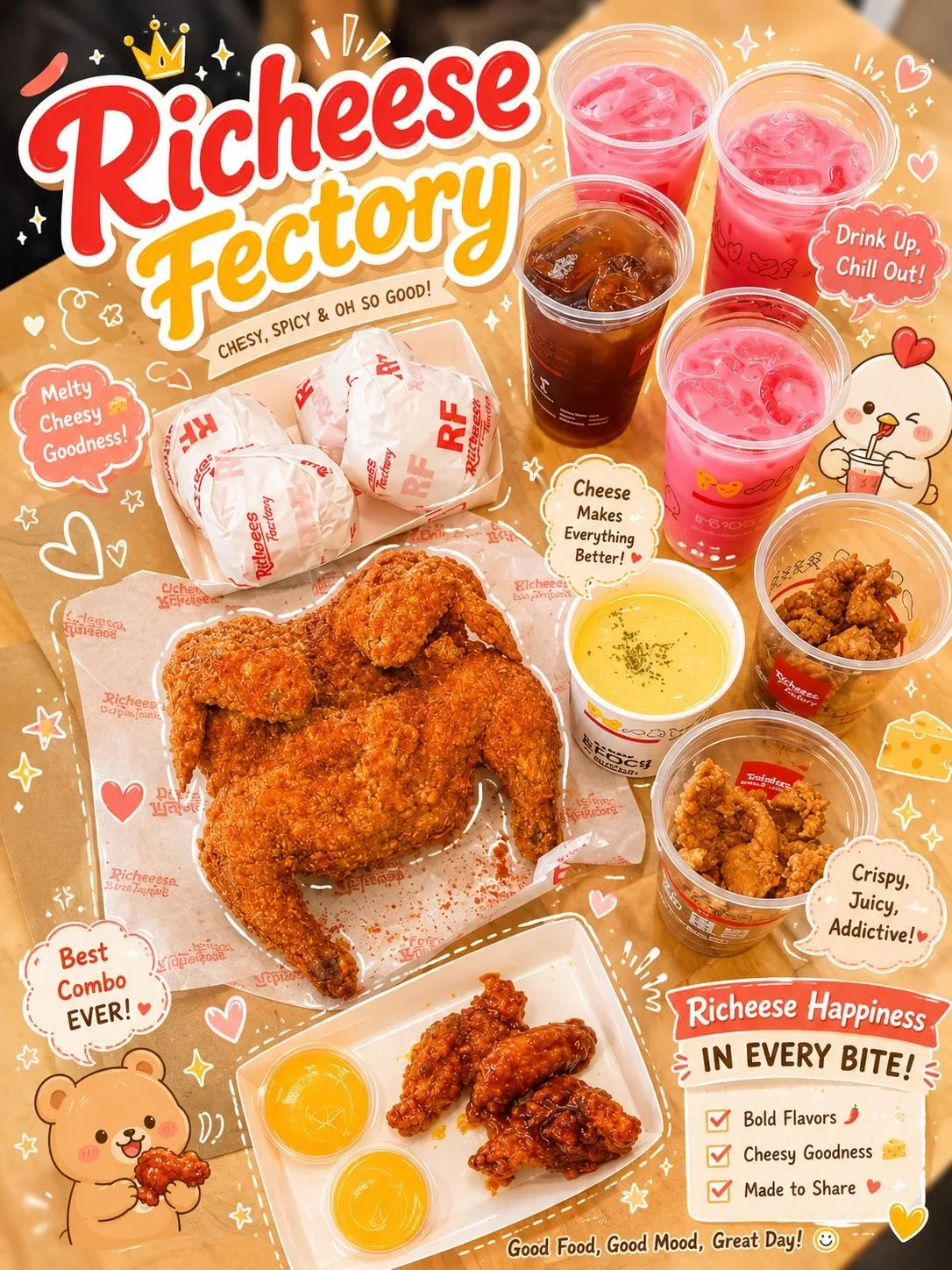 โปสเตอร์อาหารเกาหลีน่ารัก สไตล์ฮีลใจ 1