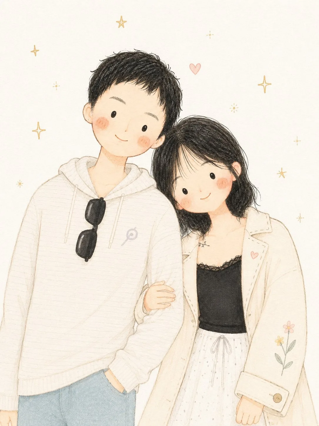 คู่รักอนิเมะมินิมอลสีน้ำสุดน่ารัก 1