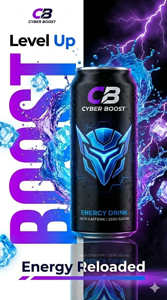 โปสเตอร์ Cyber Boost: เครื่องดื่มพลังงานแห่งอนาคต 1
