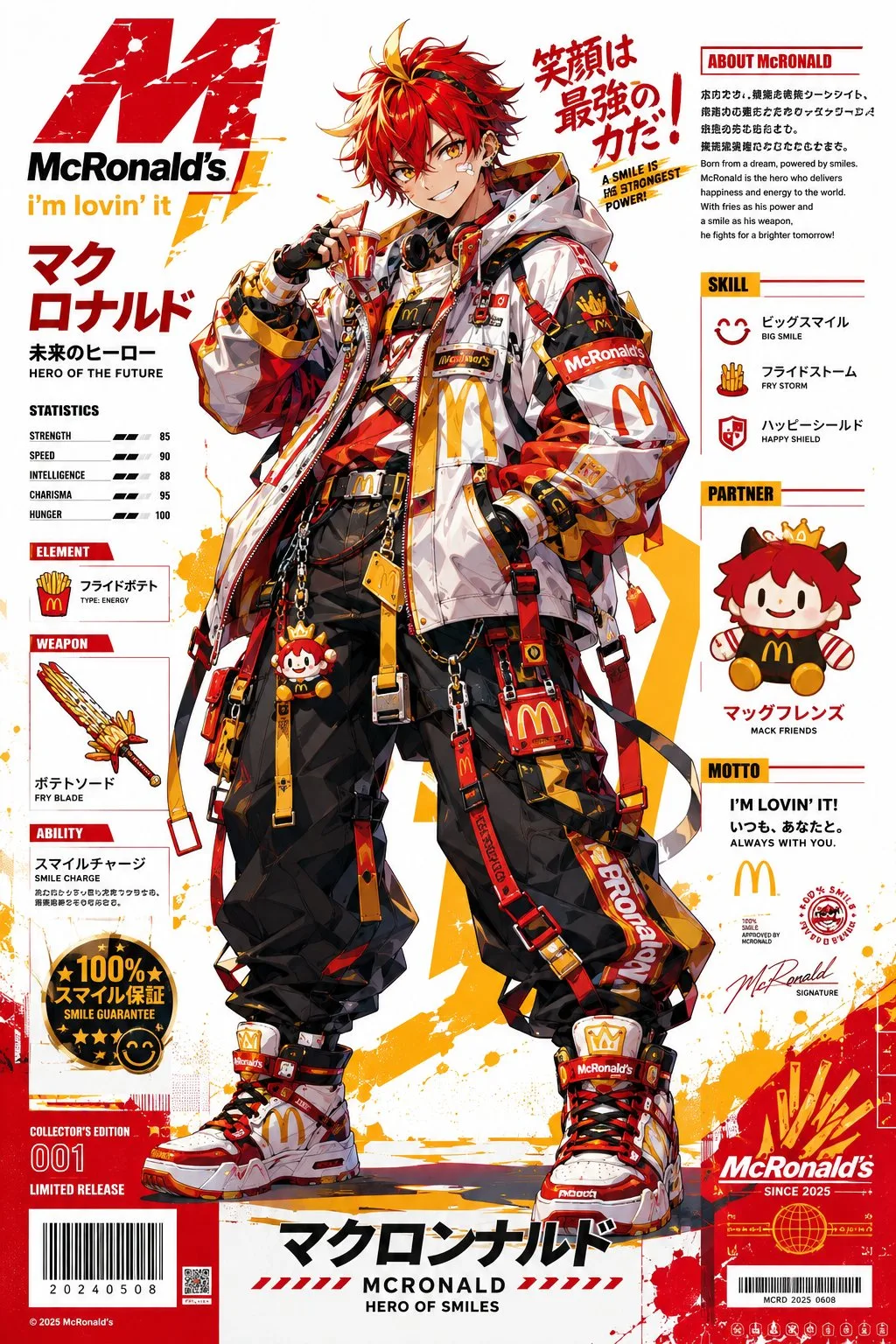 โปสเตอร์มาสคอตแฟชั่นไซเบอร์พังก์สไตล์ฟาสต์ฟู้ด 2
