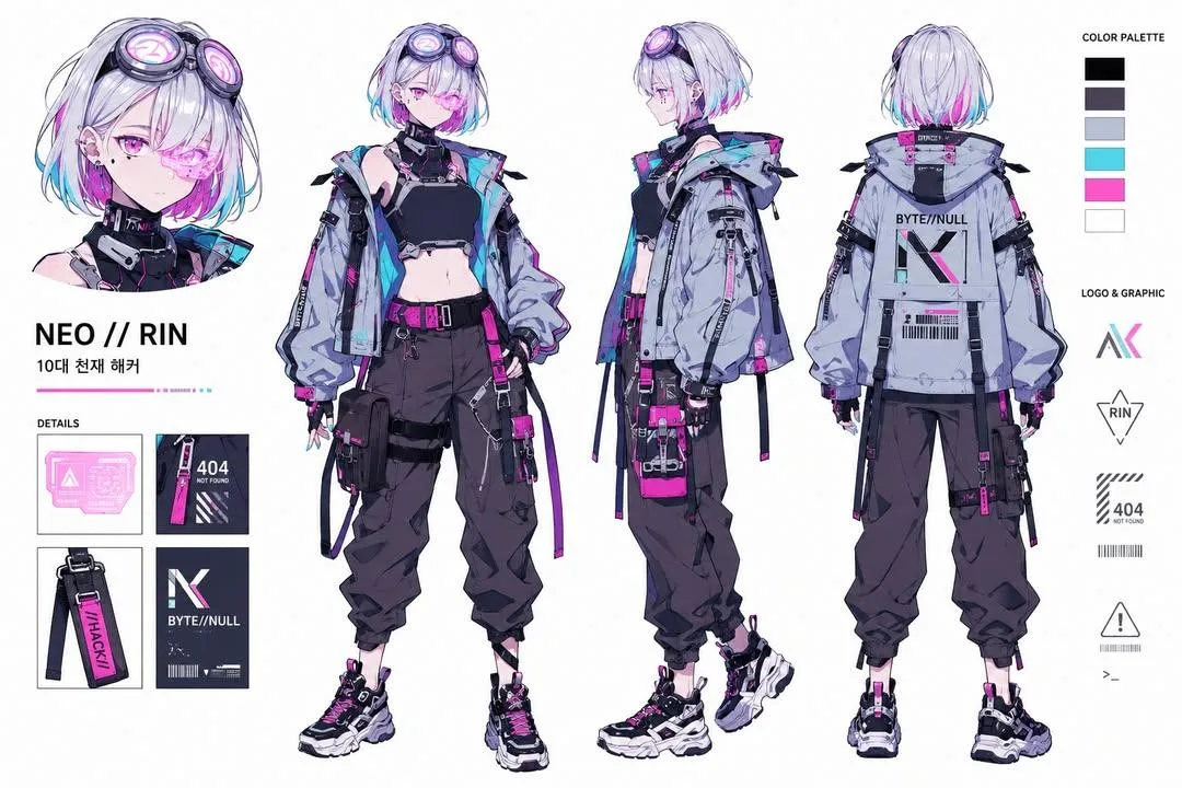 ดีไซน์ตัวละครสาวแฮกเกอร์ไซเบอร์พังก์ 'NEO // RIN' 2