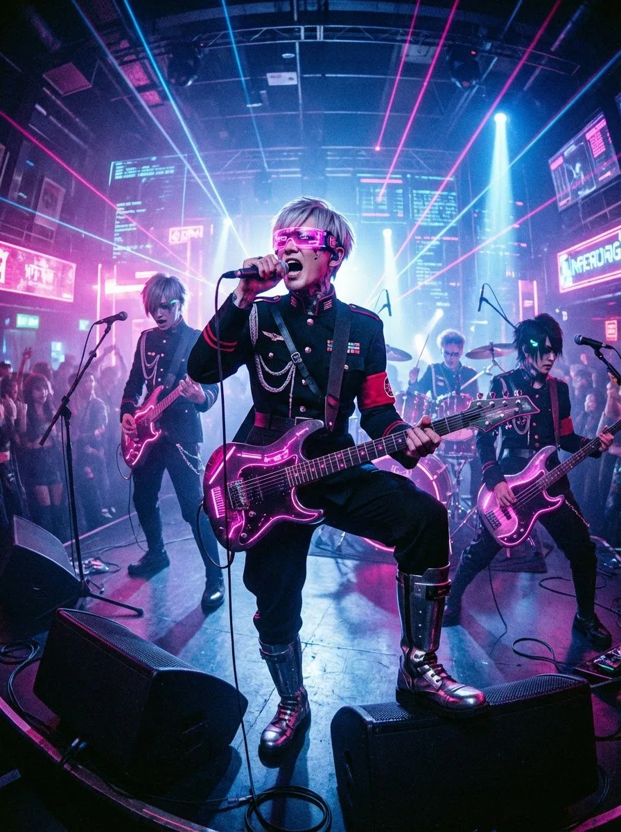 วงดนตรี Cyberpunk V-Kei ระเบิดความมันส์ในผับชิบูย่าแห่งอนาคต 1