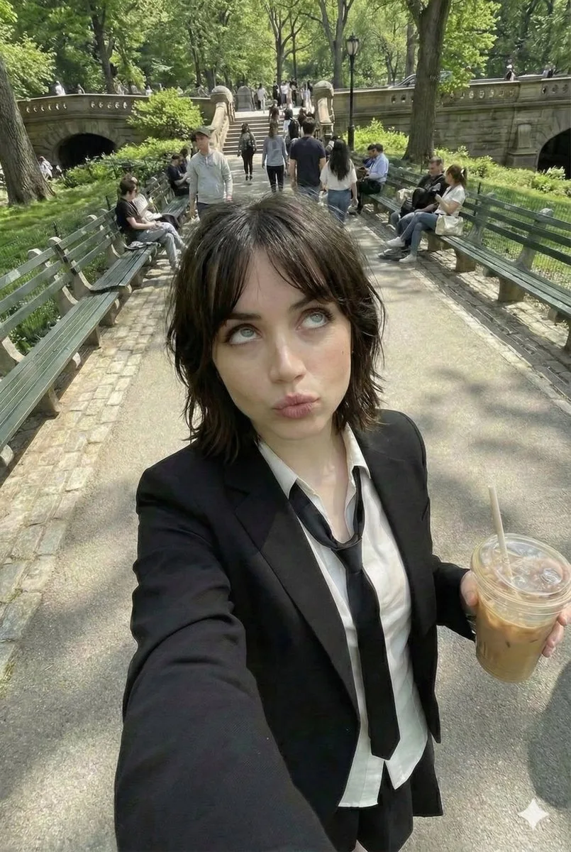 สาวนักเรียนผิวใส ดื่มกาแฟใต้เงาไม้ 1