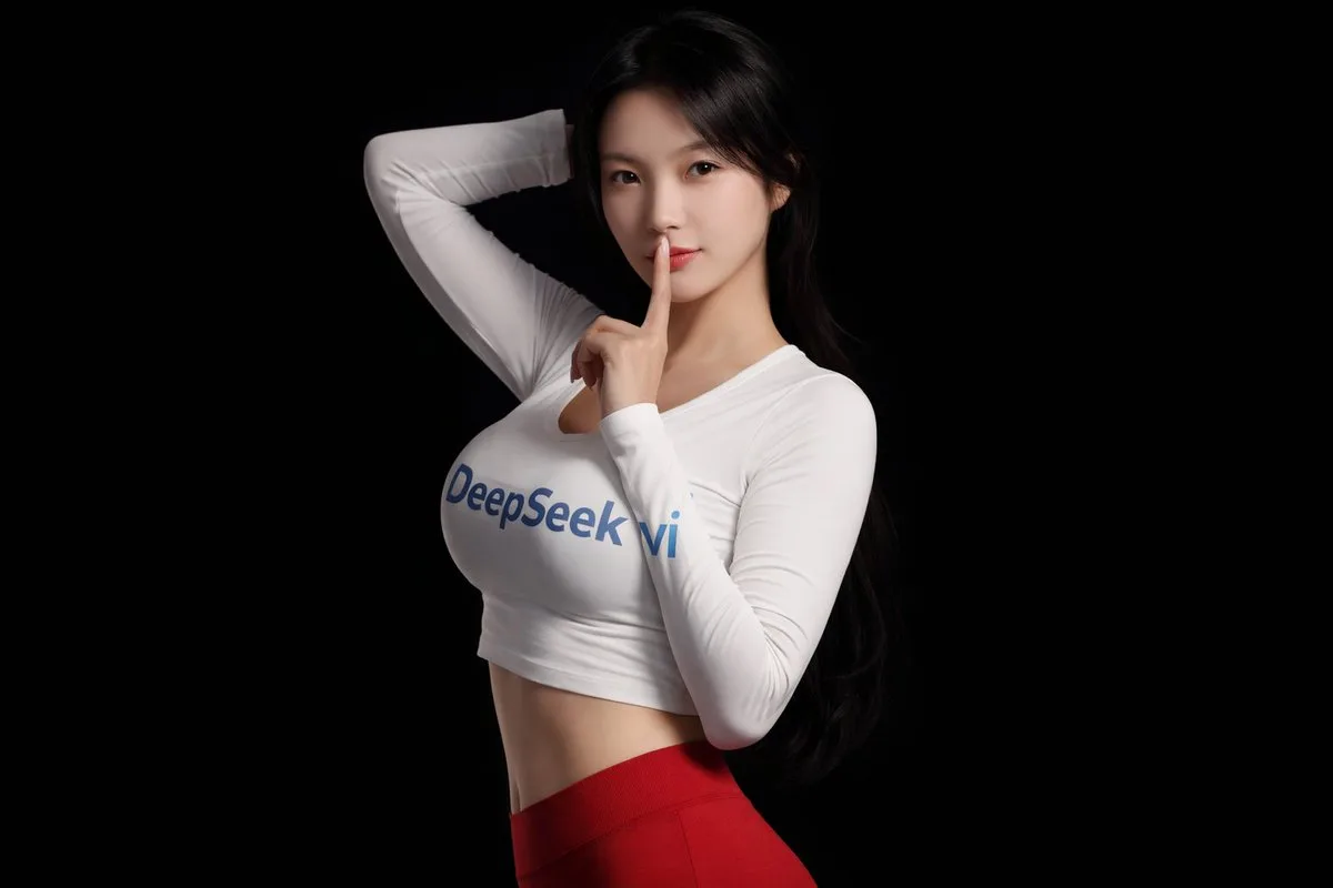 DeepSeek สตรีมโปรไฟล์ในพื้นหลังสีดำบริสุทธิ์ 1