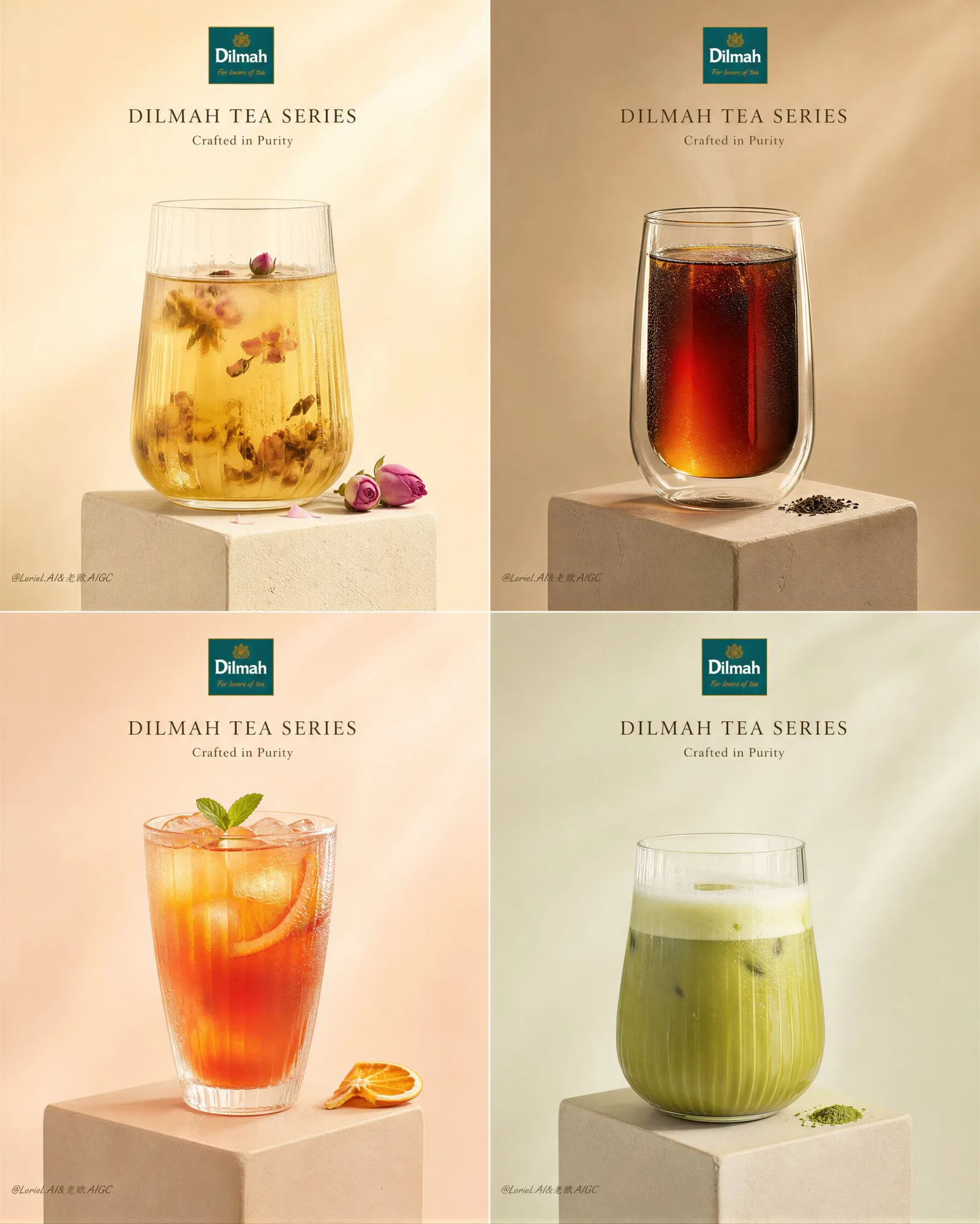 โปสเตอร์ชา Dilmah 4 ช่อง: หรูหราและสมจริง 1