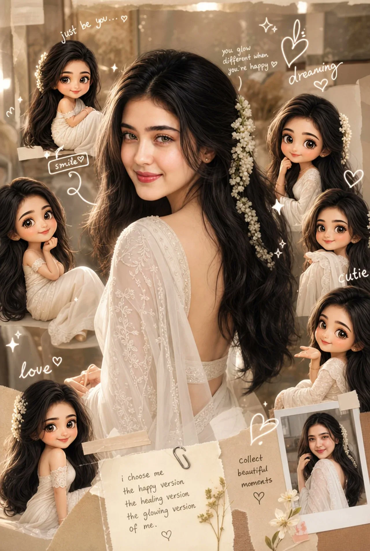 ภาพหญิงสาวอินเดียสไตล์ชิบิ ดูเดิล ซิเนมาติก 1