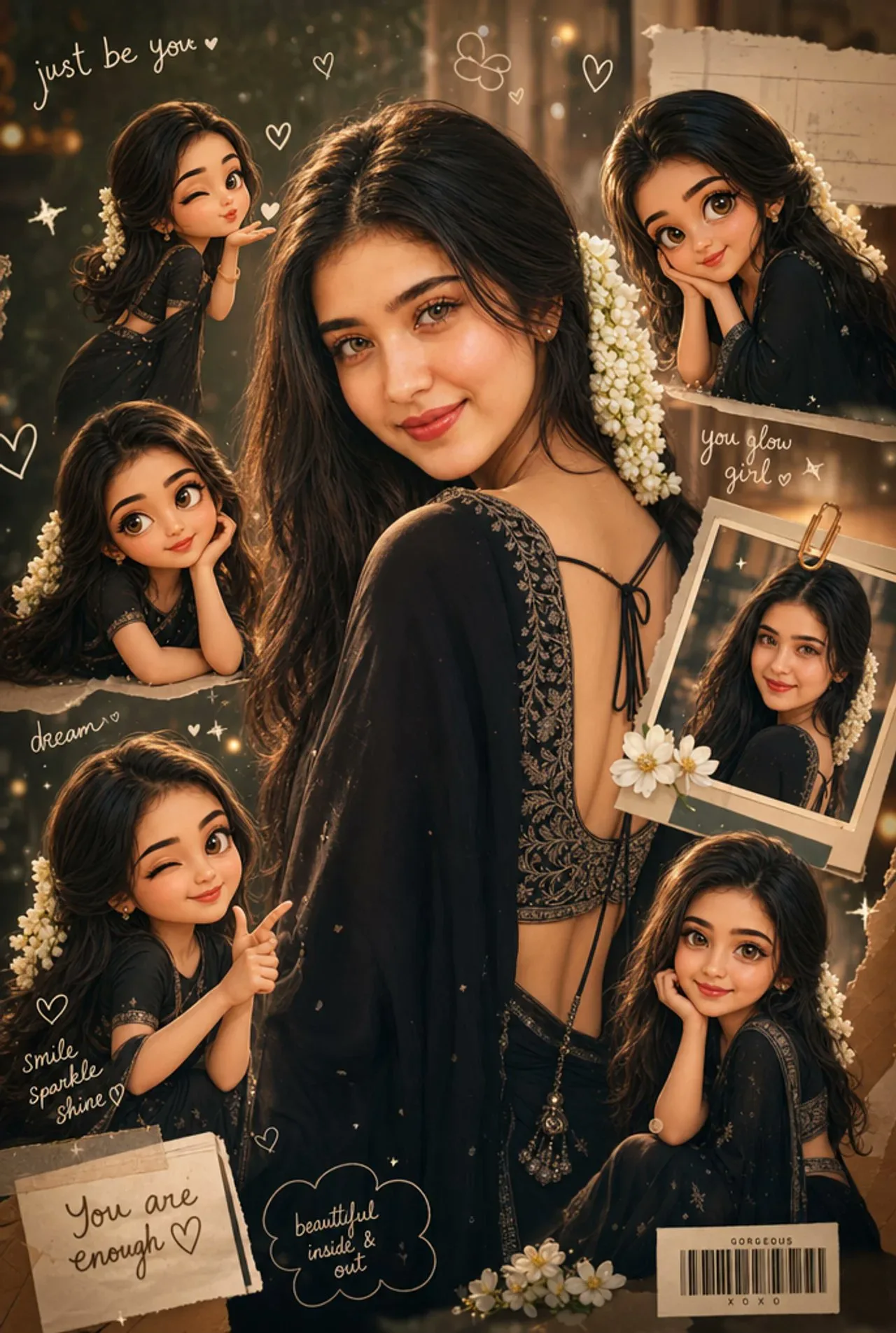 ภาพหญิงสาวอินเดียสไตล์ชิบิ ดูเดิล ซิเนมาติก 2