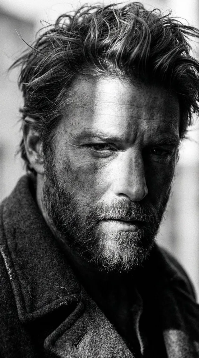 ภาพบุคคลขาวดำ: ชายหนุ่มหล่อเหลามีเสน่ห์ในเงาแสง