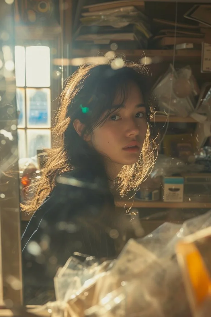 สาวหันหลังในแสงย้อน แสงเงาในห้องรก 1