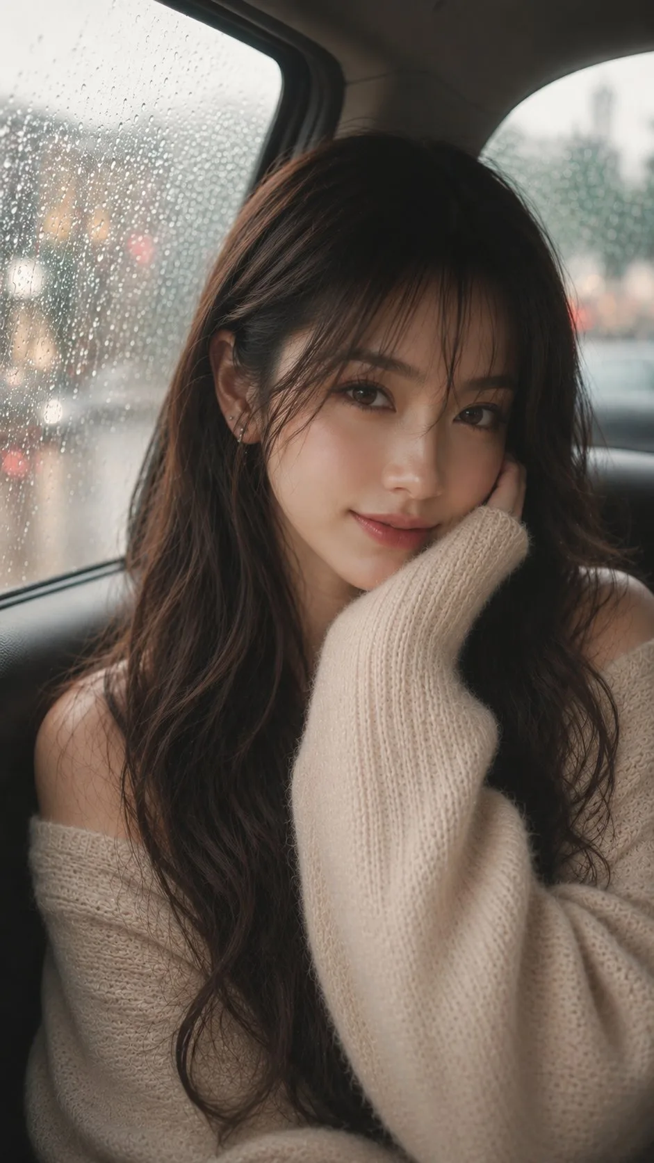 ภาพหญิงสาวในรถท่ามกลางสายฝน (สไตล์ภาพยนตร์) 1