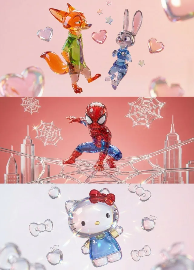 ฟิกเกอร์แก้วคริสตัล 3D สีสันสดใส