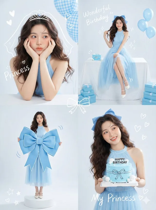ไอดอลเกาหลีชุดวันเกิดสีฟ้า: 4 ช่องภาพสุดฝัน