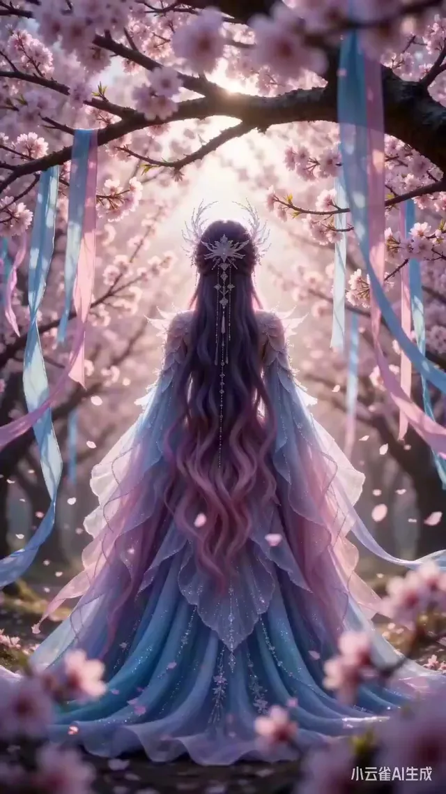 เทพธิดาชุดม่วงชมพูในป่าท้อดุจฝันร่ายรำ