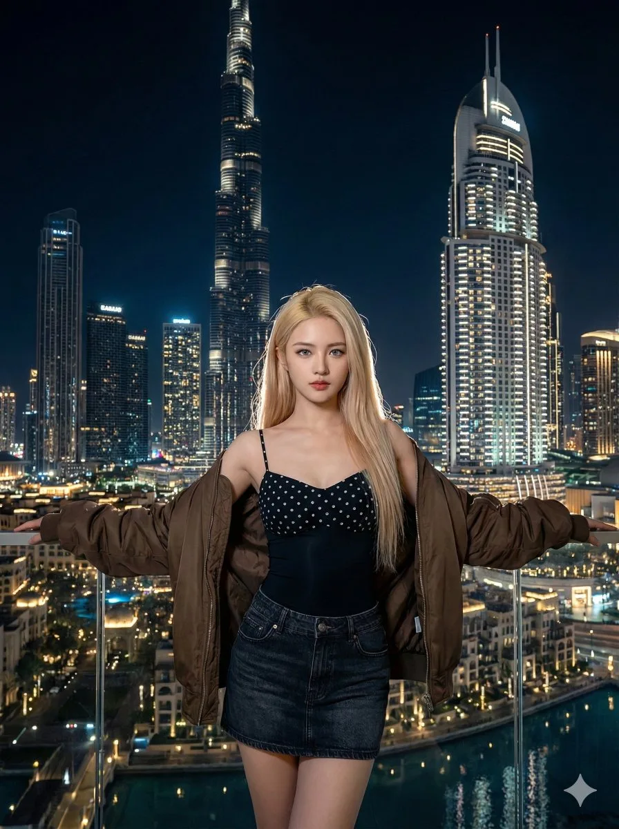 ซูเปอร์โมเดลผมบลอนด์โอบกอดดูไบยามราตรีสุดตระการตา 1