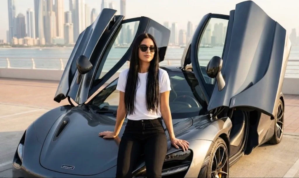 สาวแว่นสุดชิคกับ McLaren ริมหาดดูไบ 1