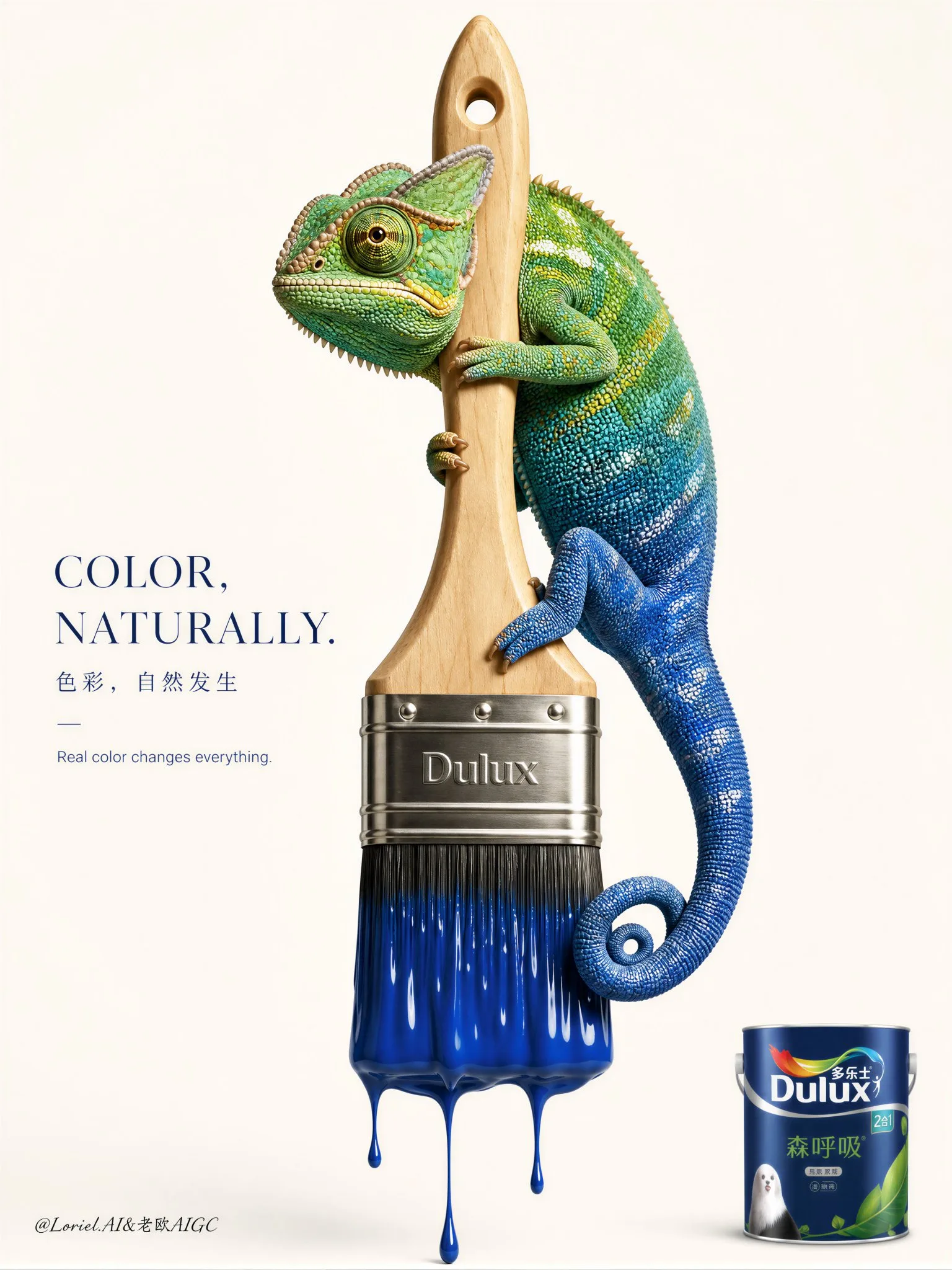 สีสันธรรมชาติ: โฆษณา Dulux กิ้งก่าเปลี่ยนสีบนพู่กัน 1