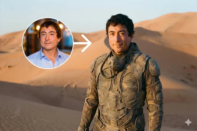 ภาพบุคคลทะเลทรายสไตล์ Dune พร้อมชุด Stillsuit