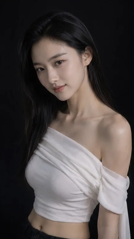 ภาพบุคคลแนวหนัง: หญิงสาวเอเชียในสตูดิโอสีดำ 1