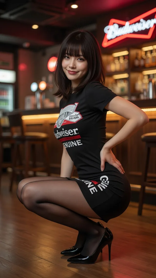 สาวเอเชียในบาร์ ชุดบัดไวเซอร์สุดเซ็กซี่