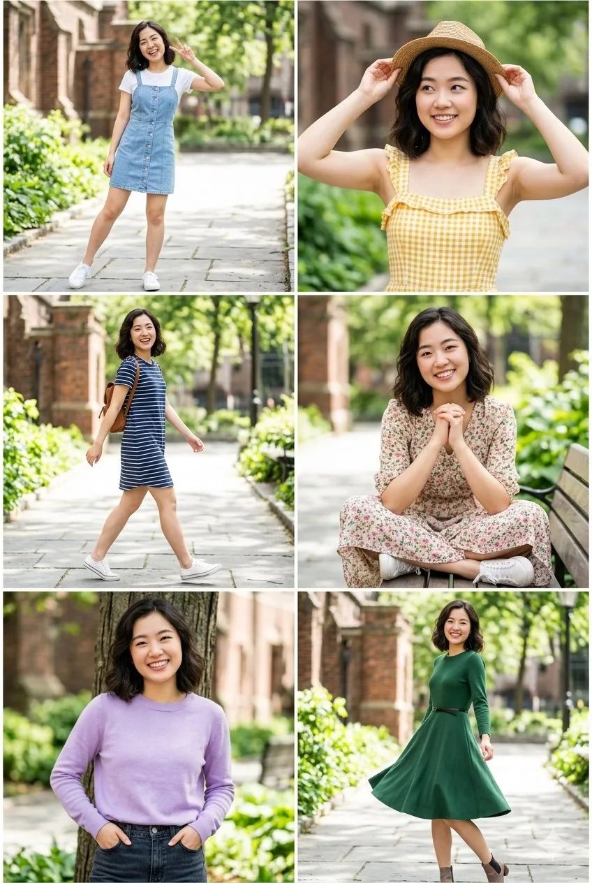 คอลลาจสาวเอเชีย: 6 ลุคกลางแจ้งสุดชิค 1