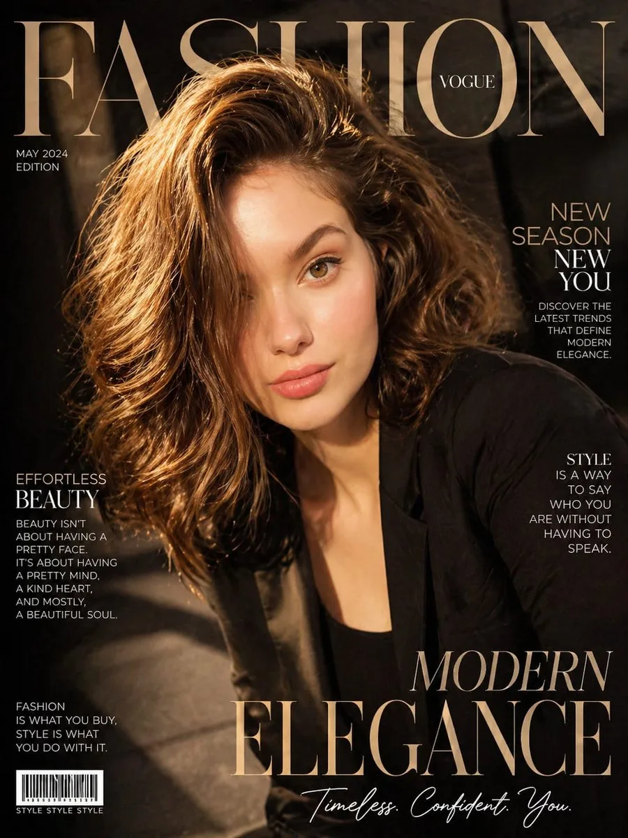 สาวสวยชุดดำคาเฟ่เมือง: ปกนิตยสารแฟชั่น 1