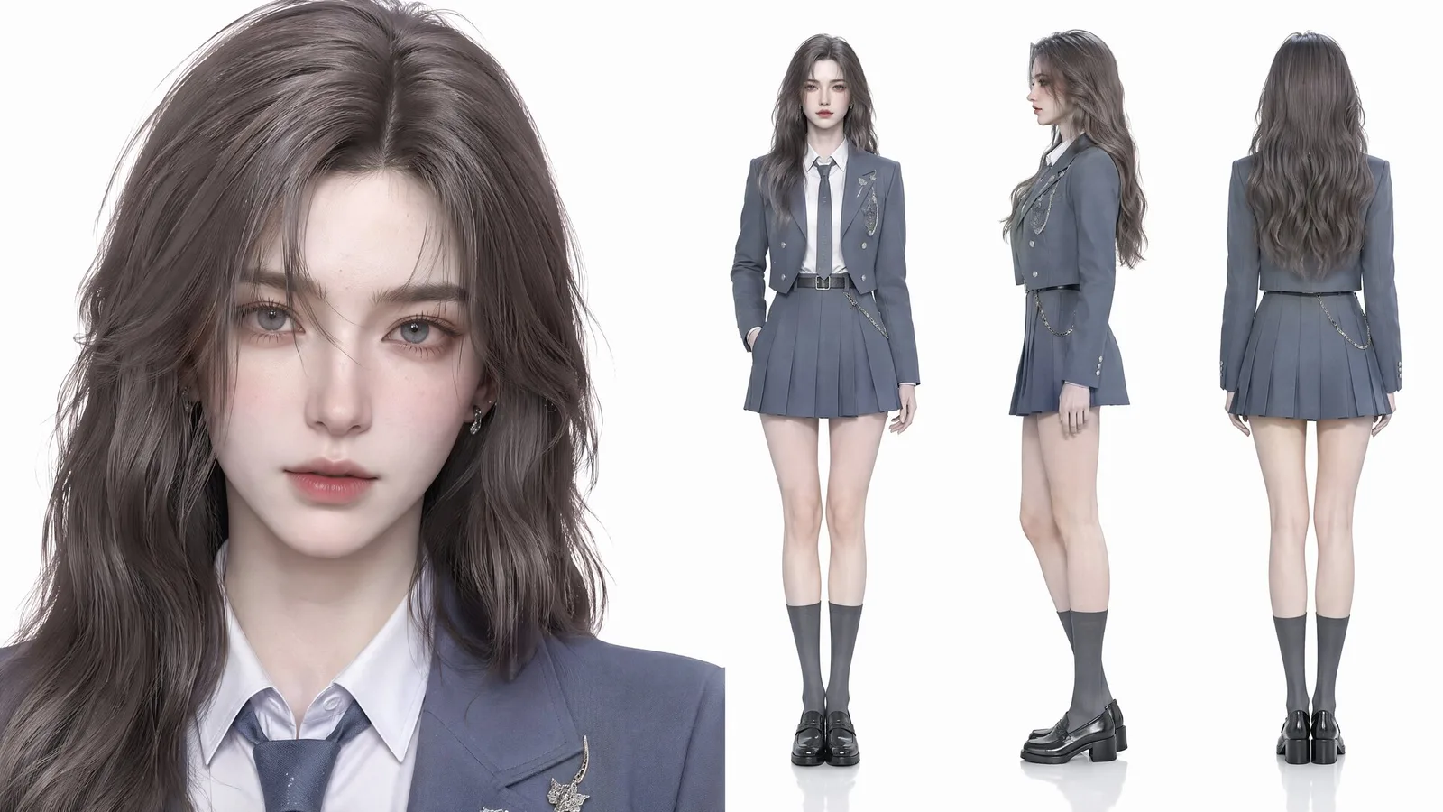พี่สาวนักศึกษาชุดมิดไนต์บลู สง่างาม เยือกเย็น (3 มุมมอง) 1