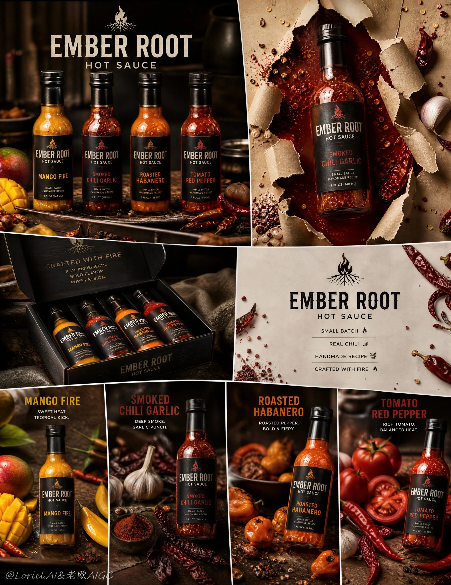 แผงโฆษณาซอสพริกพรีเมียม 'EMBER ROOT' 8 ช่อง 1