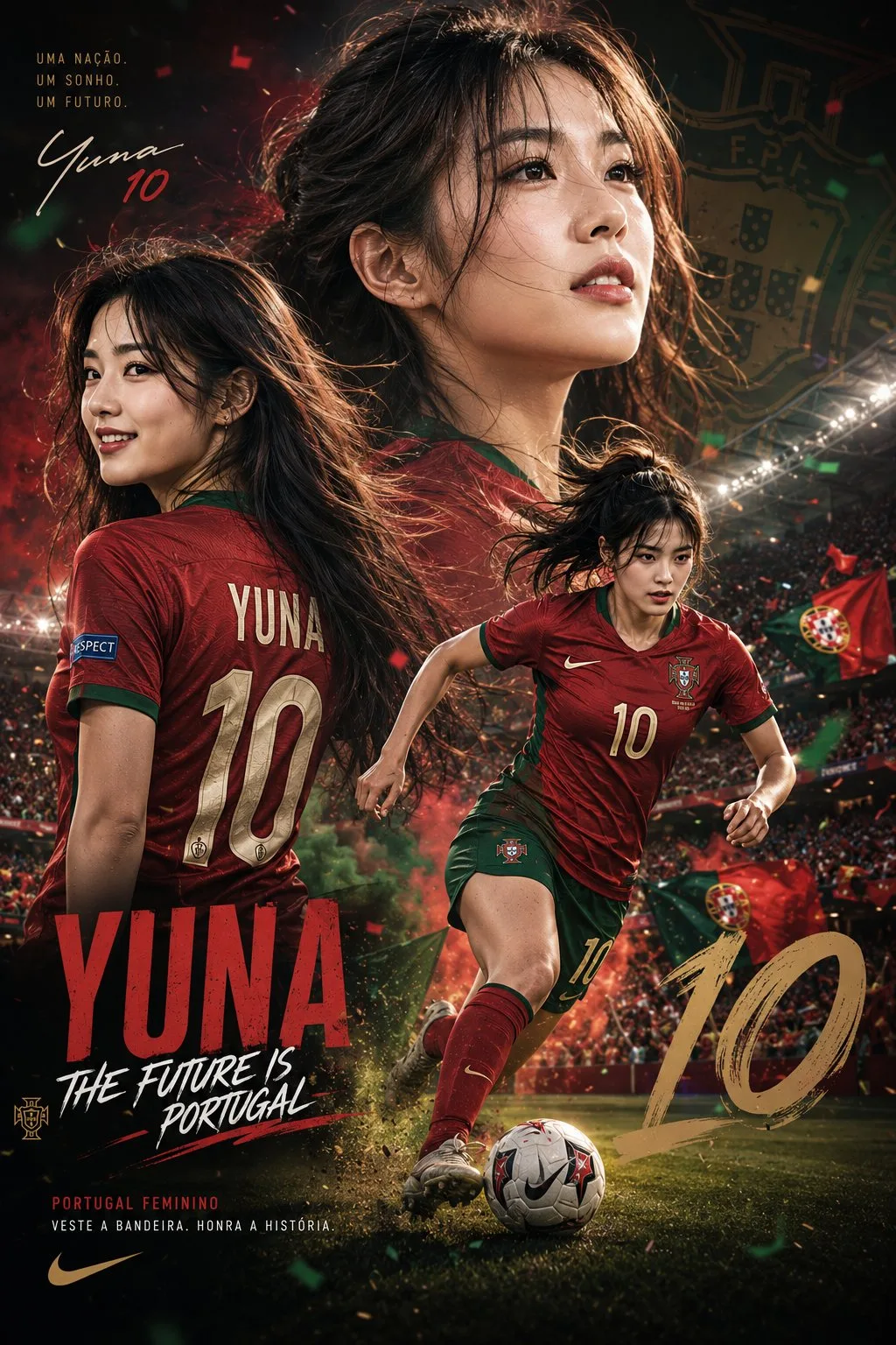 โปสเตอร์นักฟุตบอลหญิงโปรตุเกสเชื้อสายเอเชียดาวรุ่ง 1