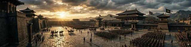 ภาพพาโนรามาพระราชวังฉินยามพลบค่ำ