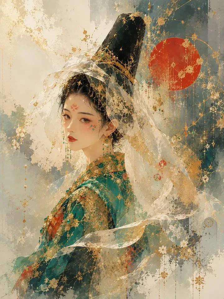 เจ้าหญิงเกาหลีชุดฮันบกสไตล์ภาพวาดสีน้ำสุดวิจิตร 1