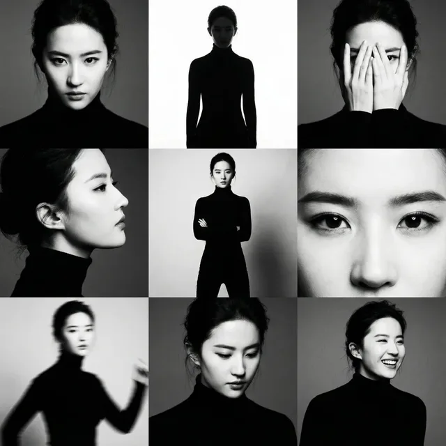 ภาพพอร์ตเทรตขาวดำ 9 ช่อง: แสงเงาสุดขีด