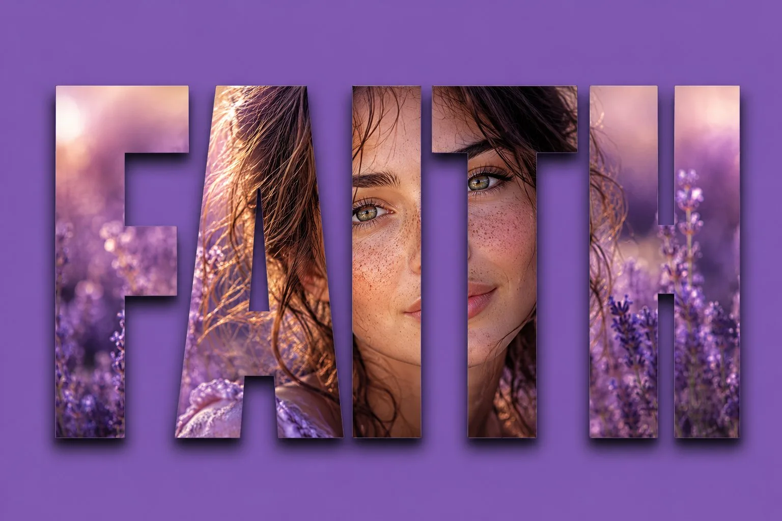 โปสเตอร์ 'FAITH' ซ้อนทับภาพหญิงสาวท่ามกลางทุ่งลาเวนเดอร์ 1
