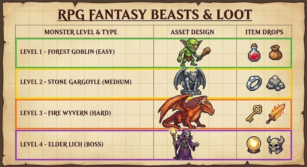 คู่มือมอนสเตอร์ RPG: การ์ดไอเทมดรอป 1